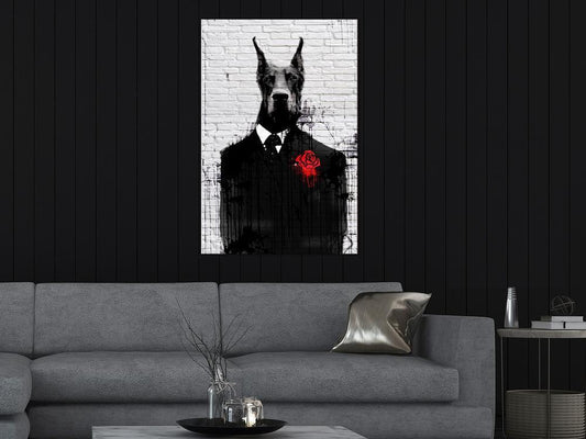 Canvas Print - Doberman in Suit (1 Part) Vertical-ArtfulPrivacy-Wall Art Collection