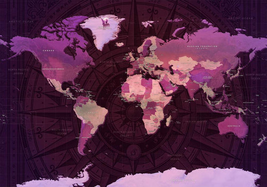 Wall Mural - Purple World Map-Wall Murals-ArtfulPrivacy