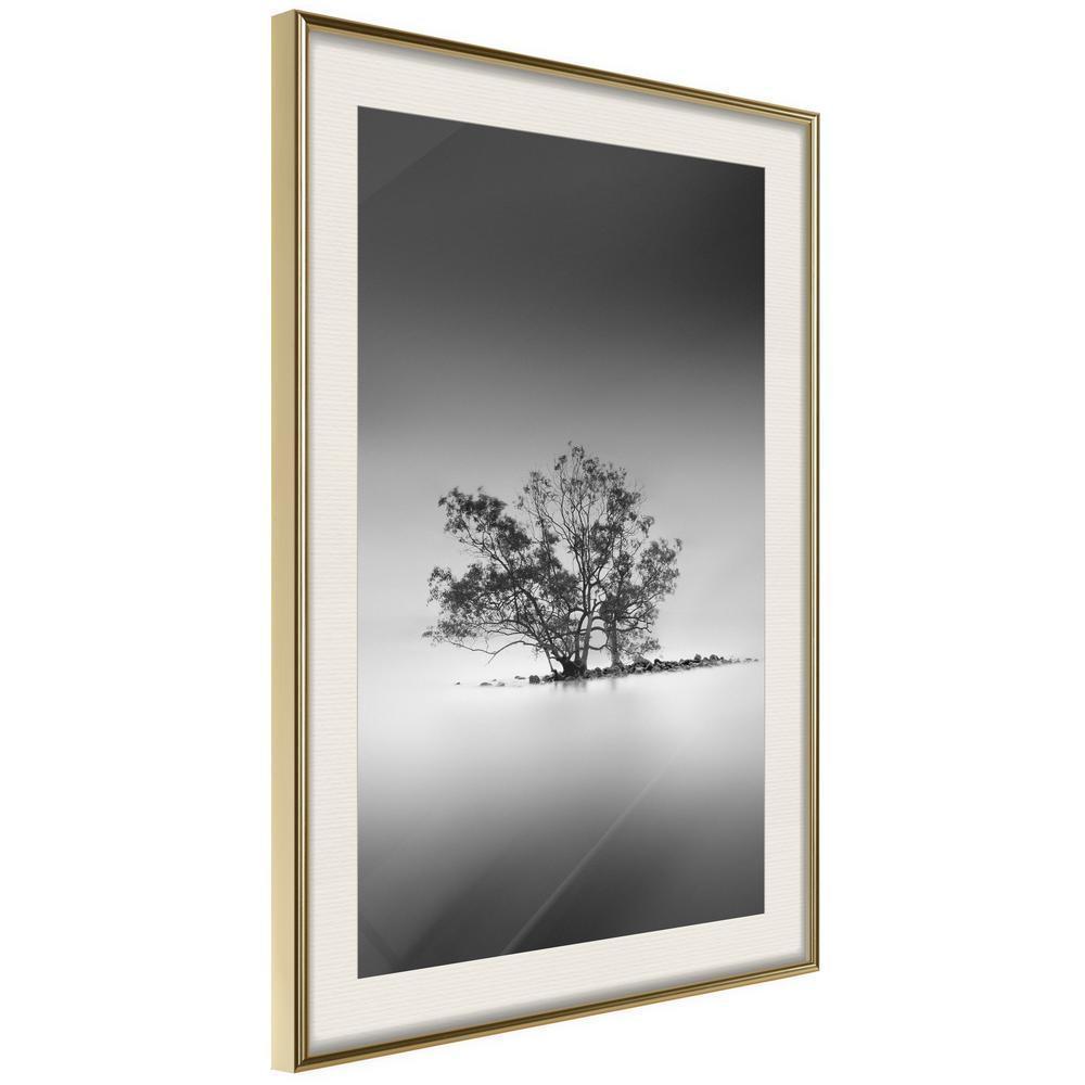 Black and White Framed Poster - Loneliness I-artwork for wall with acrylic glass protection
