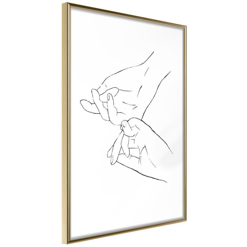 Black and White Framed Poster - Joined Hands (White)-artwork for wall with acrylic glass protection