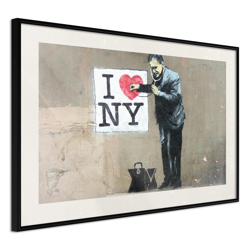 Urban Art Frame - Banksy: I Heart NY-artwork for wall with acrylic glass protection