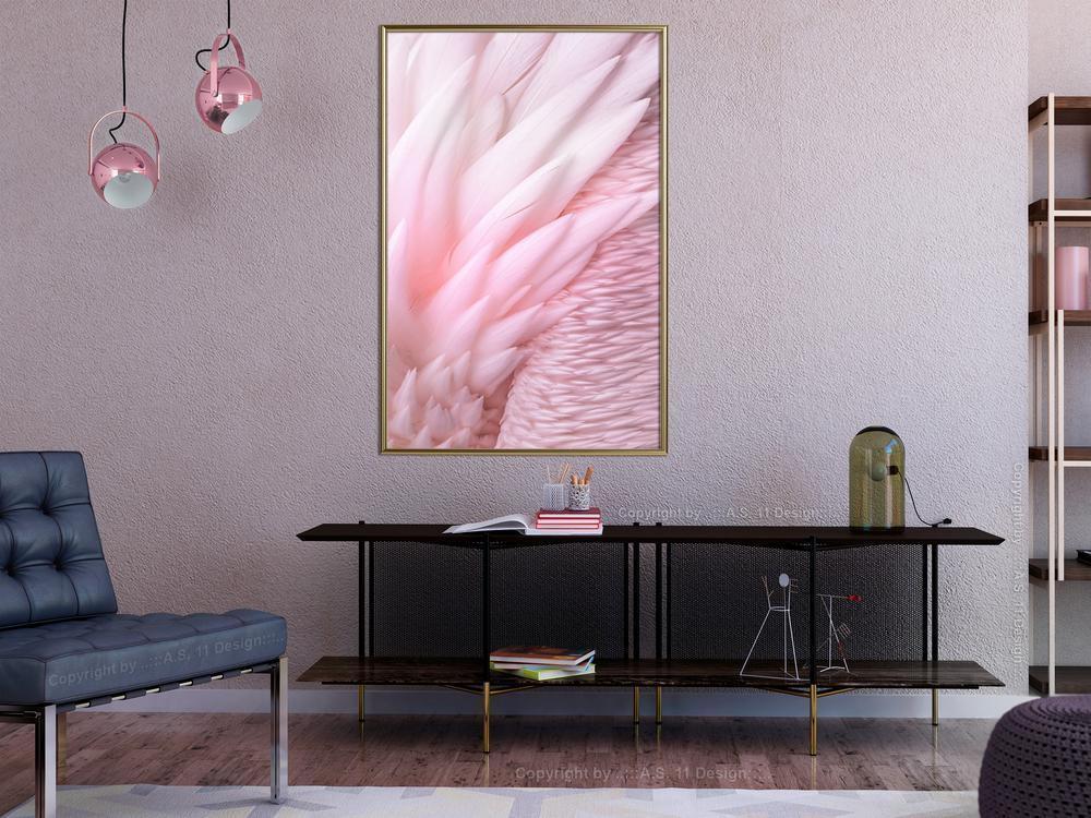 Abstract Poster Frame - Pink Feathers-artwork for wall with acrylic glass protection