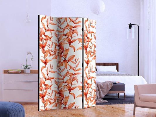 Decorative partition-Room Divider - Coral Leaves-Folding Screen Wall Panel by ArtfulPrivacy