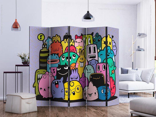 Decorative partition-Room Divider - Monsters from 3rd C Grade II-Folding Screen Wall Panel by ArtfulPrivacy