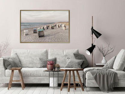 Seascape Framed Poster - Baltic Beach Chairs-artwork for wall with acrylic glass protection