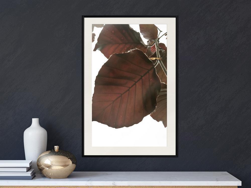 Autumn Framed Poster - Burgundy Tilia Leaf-artwork for wall with acrylic glass protection