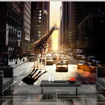 Wall Mural - Giraffe in the big city-Wall Murals-ArtfulPrivacy