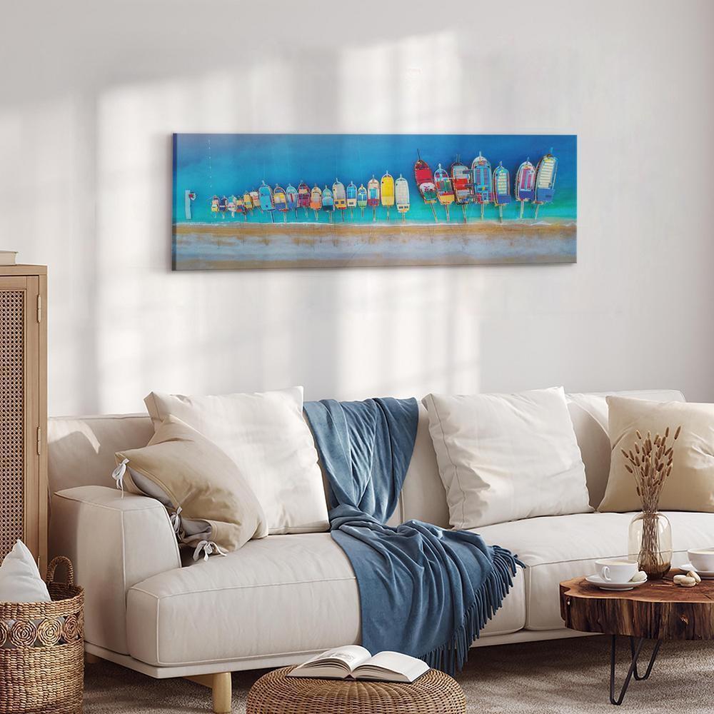 Canvas Print - Colourful Boats (1 Part) Narrow-ArtfulPrivacy-Wall Art Collection