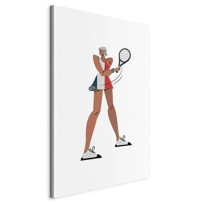 Canvas Print - Tennis Player With a Racket on a Light Background - Illustration