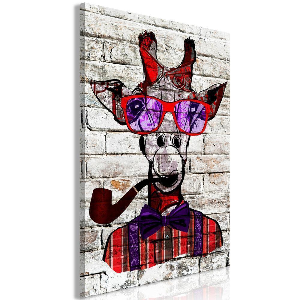 Canvas Print - Hipster Giraffe (1 Part) Vertical-ArtfulPrivacy-Wall Art Collection