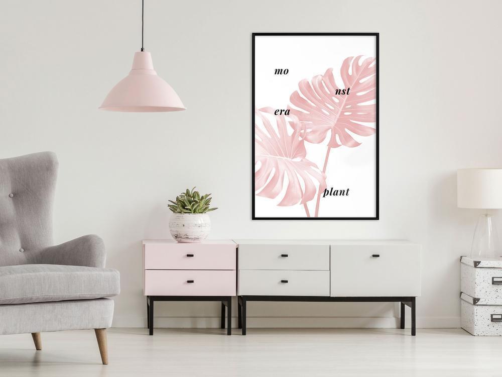 Botanical Wall Art - Pale Pink Monstera-artwork for wall with acrylic glass protection