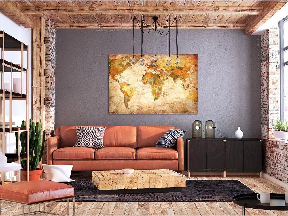 Cork board Canvas with design - Decorative Pinboard - World Map: Time Travel-ArtfulPrivacy