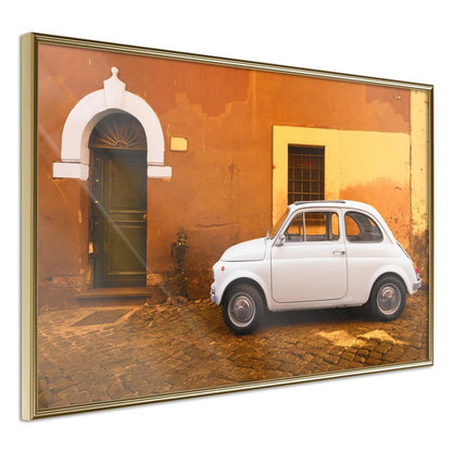 Autumn Framed Poster - White Car-artwork for wall with acrylic glass protection