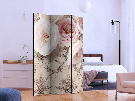 Decorative partition-Room Divider - Romantic beige-Folding Screen Wall Panel by ArtfulPrivacy