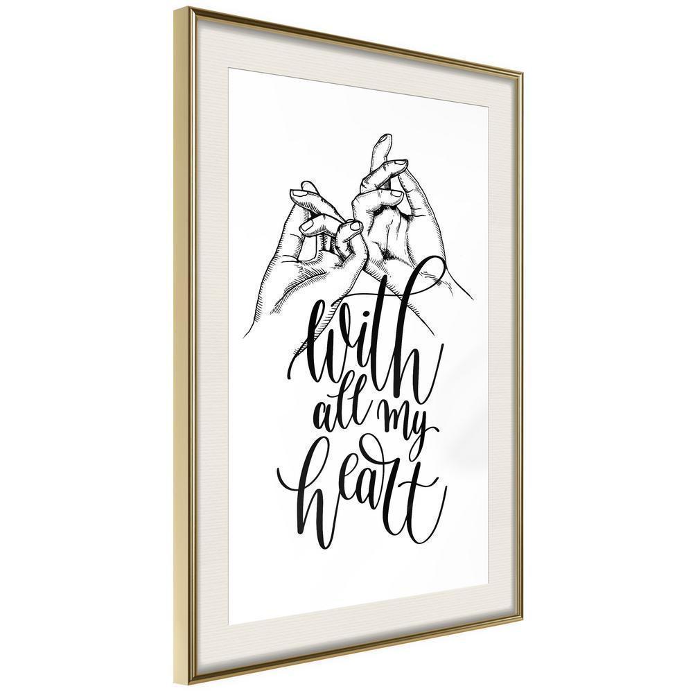 Typography Framed Art Print - United With Love-artwork for wall with acrylic glass protection