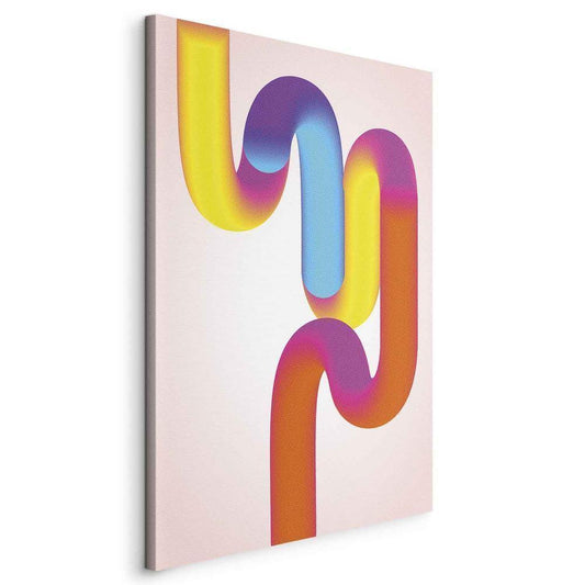 Canvas Print - Colorful Turns - Dynamic Composition in Shades of Yellow Pink and Blue