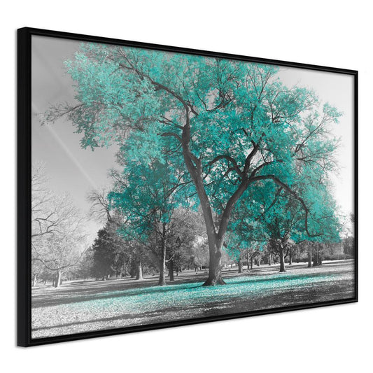 Botanical Wall Art - Teal Tree-artwork for wall with acrylic glass protection