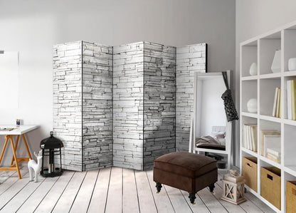 Room Divider - White Spell II- A 5 Panel Folding Screen For Living rooms, bedrooms or home office, decorative folding screen made with wood and canvas