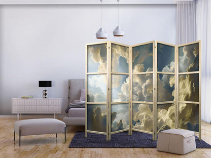 Japanese Room Divider - Sun and Shadows: A Theatrical Display of Nature High Above the Earth