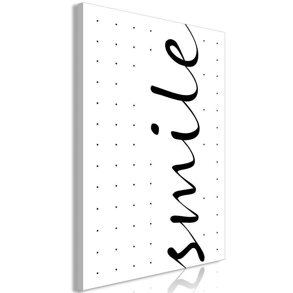 Canvas Print - Black and White: Smile (1 Part) Vertical-ArtfulPrivacy-Wall Art Collection