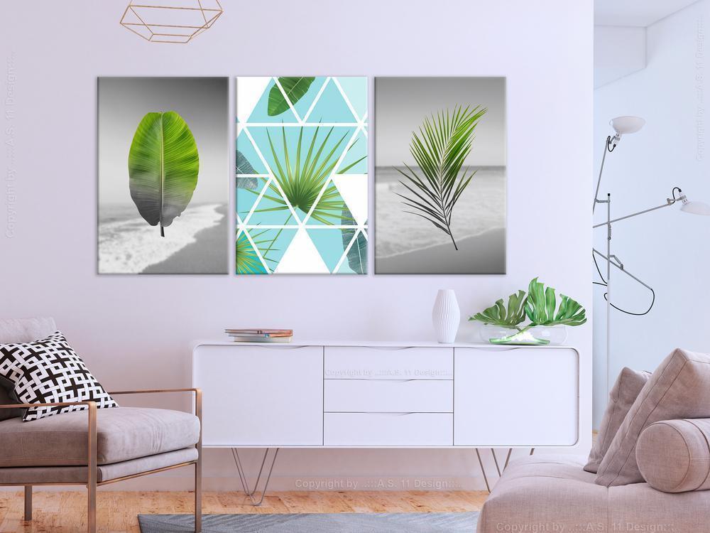Canvas Print - Leaves on the Beach (3 Parts)-ArtfulPrivacy-Wall Art Collection