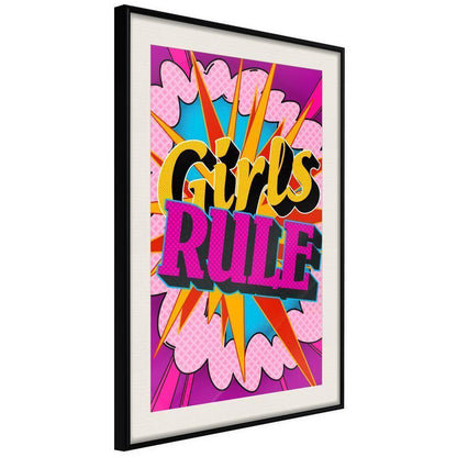 Nursery Room Wall Frame - Girls Rule (Colour)-artwork for wall with acrylic glass protection