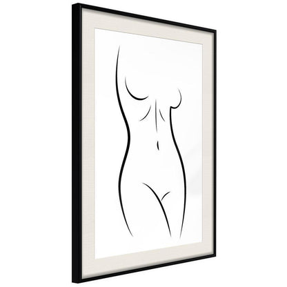 Black and White Framed Poster - Minimalist Nude-artwork for wall with acrylic glass protection