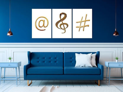 Canvas Print - Golden Signs (3 Parts)-ArtfulPrivacy-Wall Art Collection