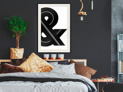 Typography Framed Art Print - Ampersand (Black and White)-artwork for wall with acrylic glass protection