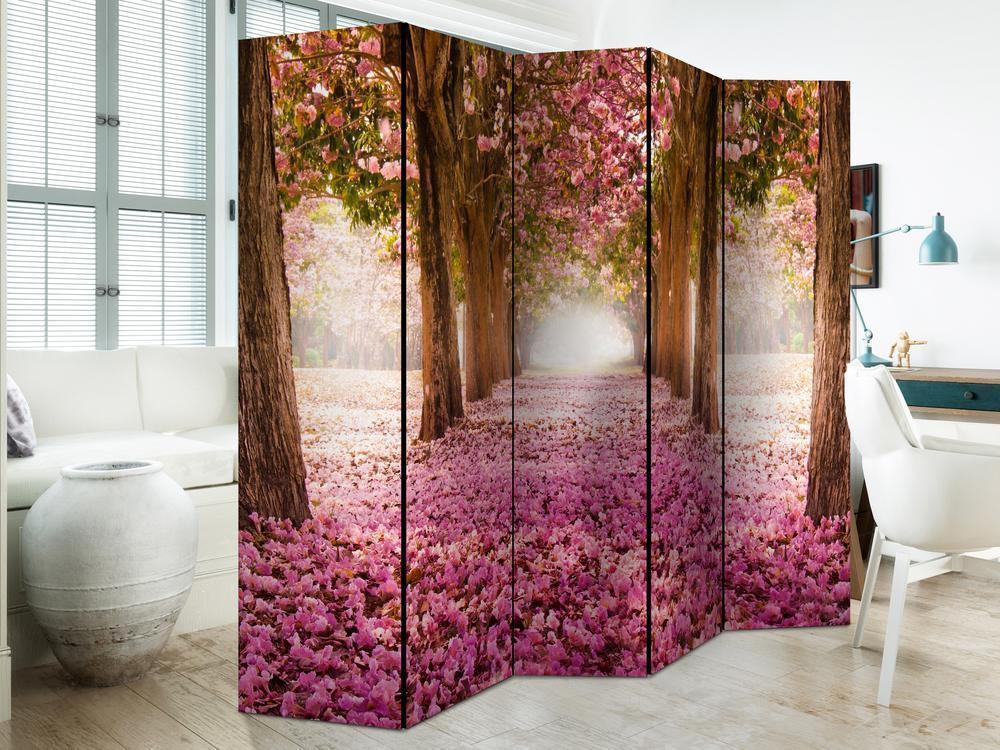 Decorative partition-Room Divider - Pink Grove II-Folding Screen Wall Panel by ArtfulPrivacy