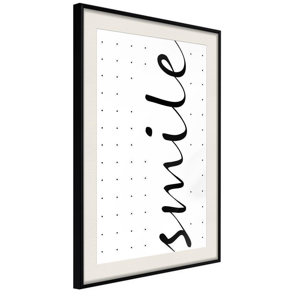 Typography Framed Art Print - Smile-artwork for wall with acrylic glass protection