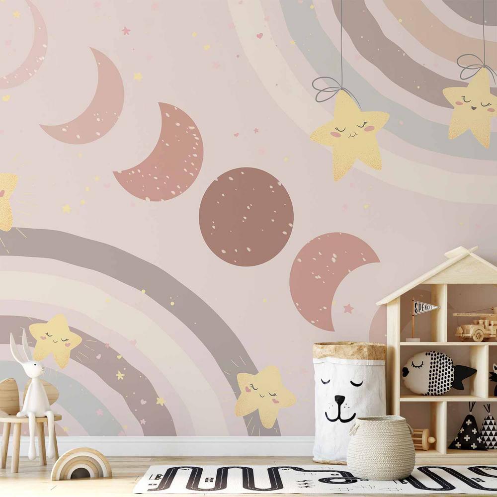 Wall Mural - Phases of the Moon Among Stars and Rainbows