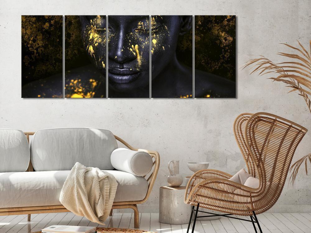 Canvas Print - Bathed in Gold (5 Parts) Narrow-ArtfulPrivacy-Wall Art Collection