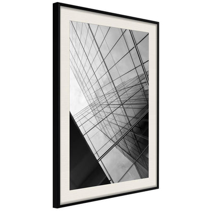 Black and White Framed Poster - Steel and Glass (Grey)-artwork for wall with acrylic glass protection