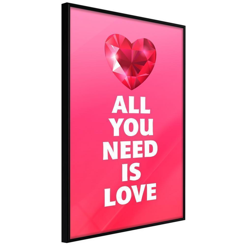 Typography Framed Art Print - Ruby Heart-artwork for wall with acrylic glass protection