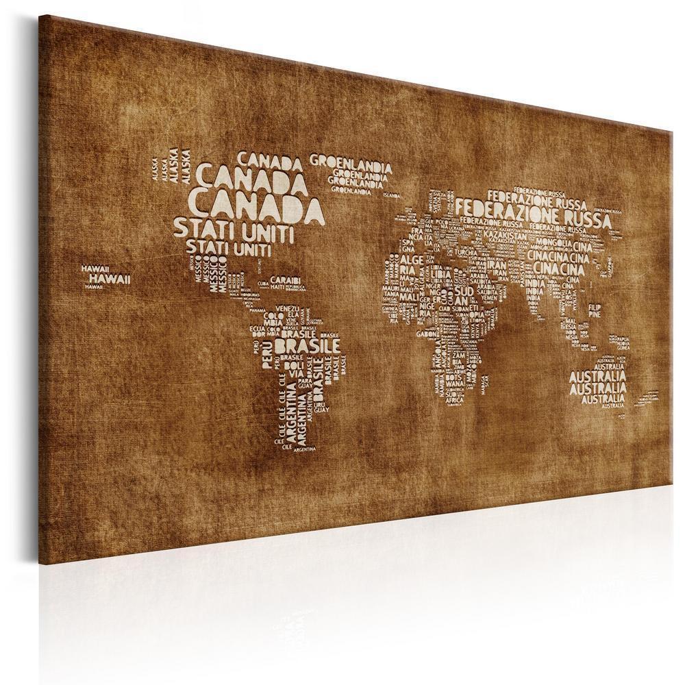 Cork board Canvas with design - Decorative Pinboard - The Lost Map [Cork Map - Italian Text]-ArtfulPrivacy