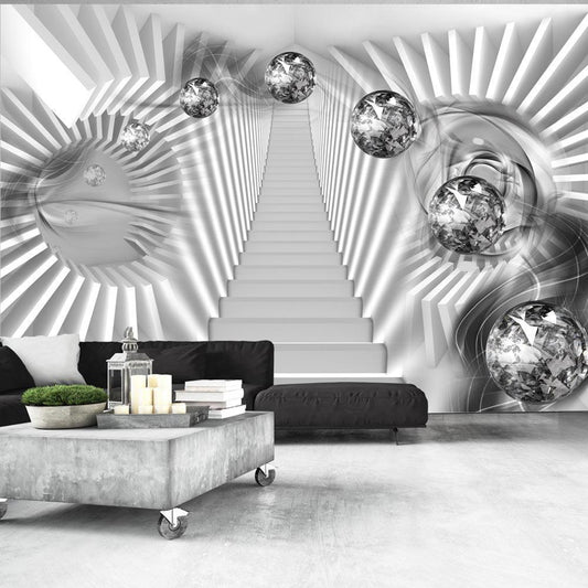 Wall Mural - Silver Stairs-Wall Murals-ArtfulPrivacy