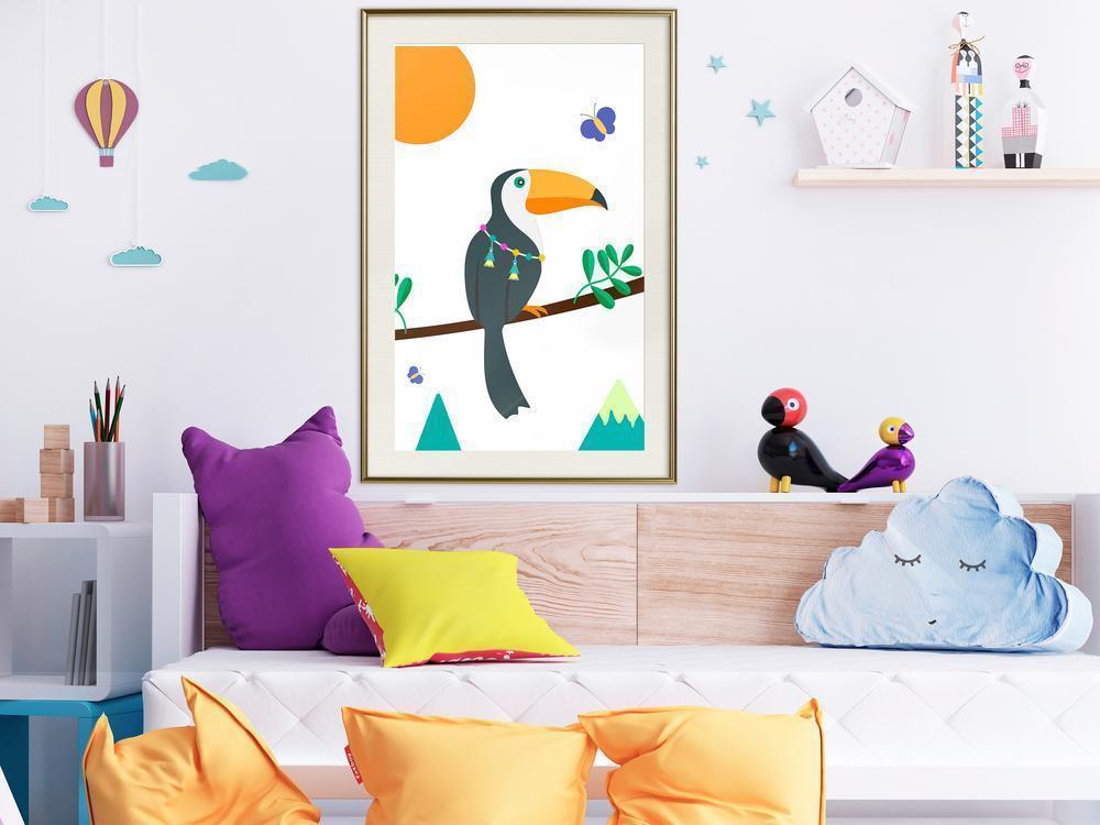 Nursery Room Wall Frame - Fairy-Tale Toucan-artwork for wall with acrylic glass protection