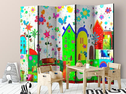 Decorative partition-Room Divider - Happy farm II-Folding Screen Wall Panel by ArtfulPrivacy