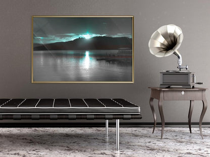 Winter Design Framed Artwork - Aurora at the Horizon-artwork for wall with acrylic glass protection