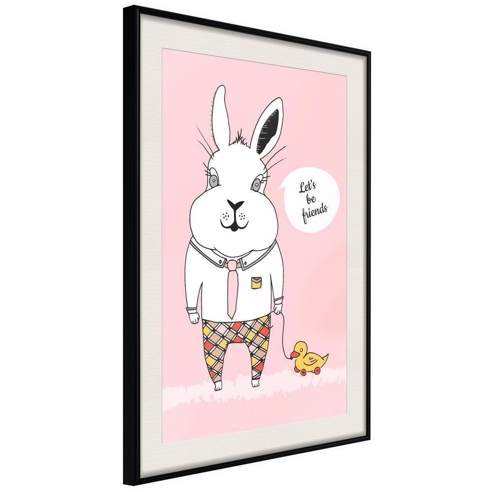 Nursery Room Wall Frame - Friendly Bunny-artwork for wall with acrylic glass protection