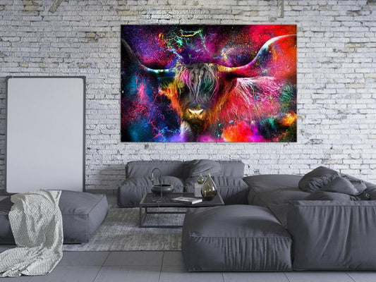 Canvas Print - Colorful Bull (1 Part) Wide-ArtfulPrivacy-Wall Art Collection