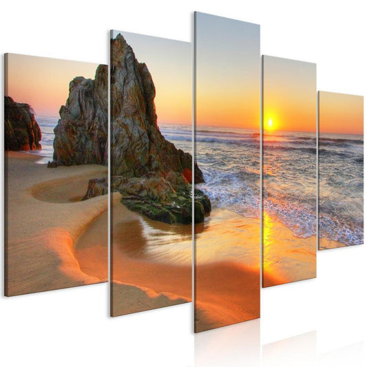 Canvas Print - Meeting at Sunset (5 Parts) Wide-ArtfulPrivacy-Wall Art Collection