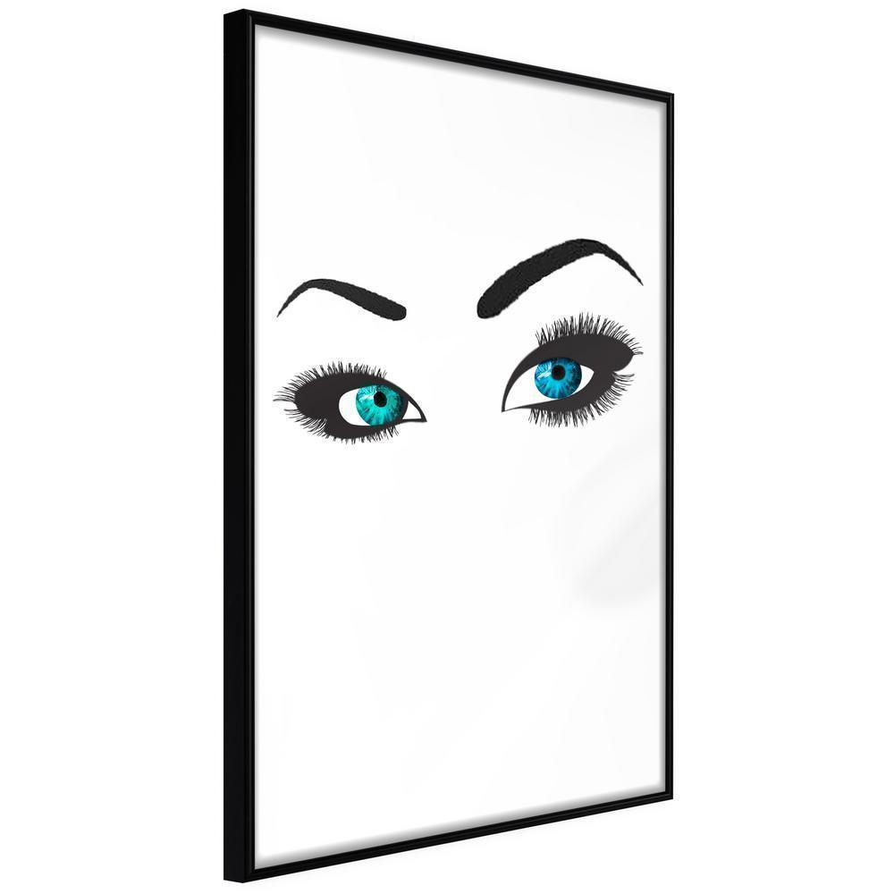 Black and White Framed Poster - Piercing Gaze-artwork for wall with acrylic glass protection