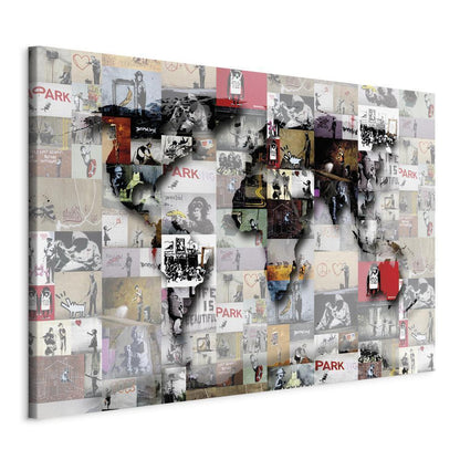 Canvas Print - Map: Banksy inspiration-ArtfulPrivacy-Wall Art Collection