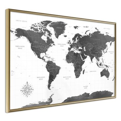 Wall Art Framed - The World in Black and White-artwork for wall with acrylic glass protection