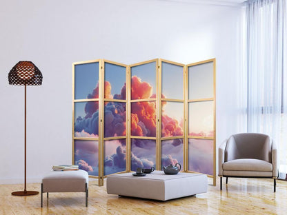 Japanese Room Divider - Twilight Spectacle: Clouds in Shades of Pink and Violet