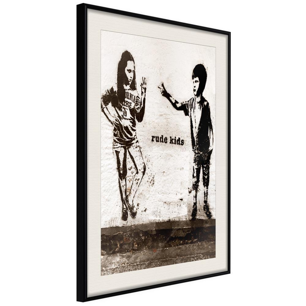 Urban Art Frame - Banksy: Rude Kids-artwork for wall with acrylic glass protection