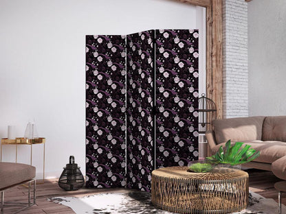 Room Divider - Birds Among Flowers - Pheasants Amidst Peonies - Purple