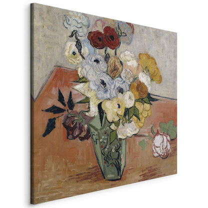 Canvas Print - Stilllife with Japanese vase, roses and anemones (Vincent Van Gogh)